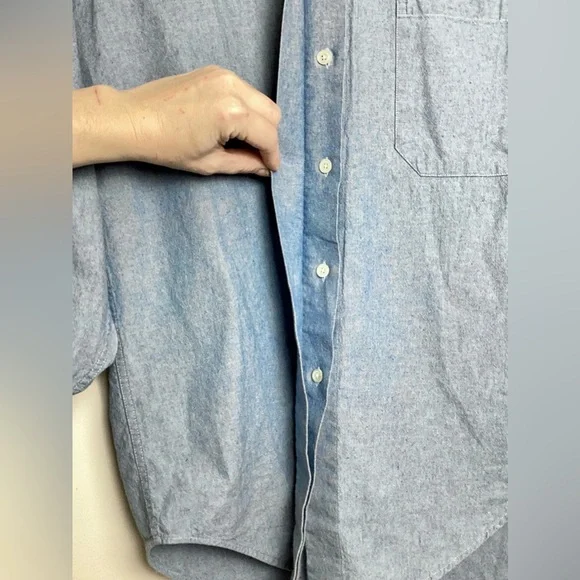 Vtg Whitney Lang Chambray Shirt Size 8 Corduroy Contrast Trim Relaxed Country - Picture 7 of 9